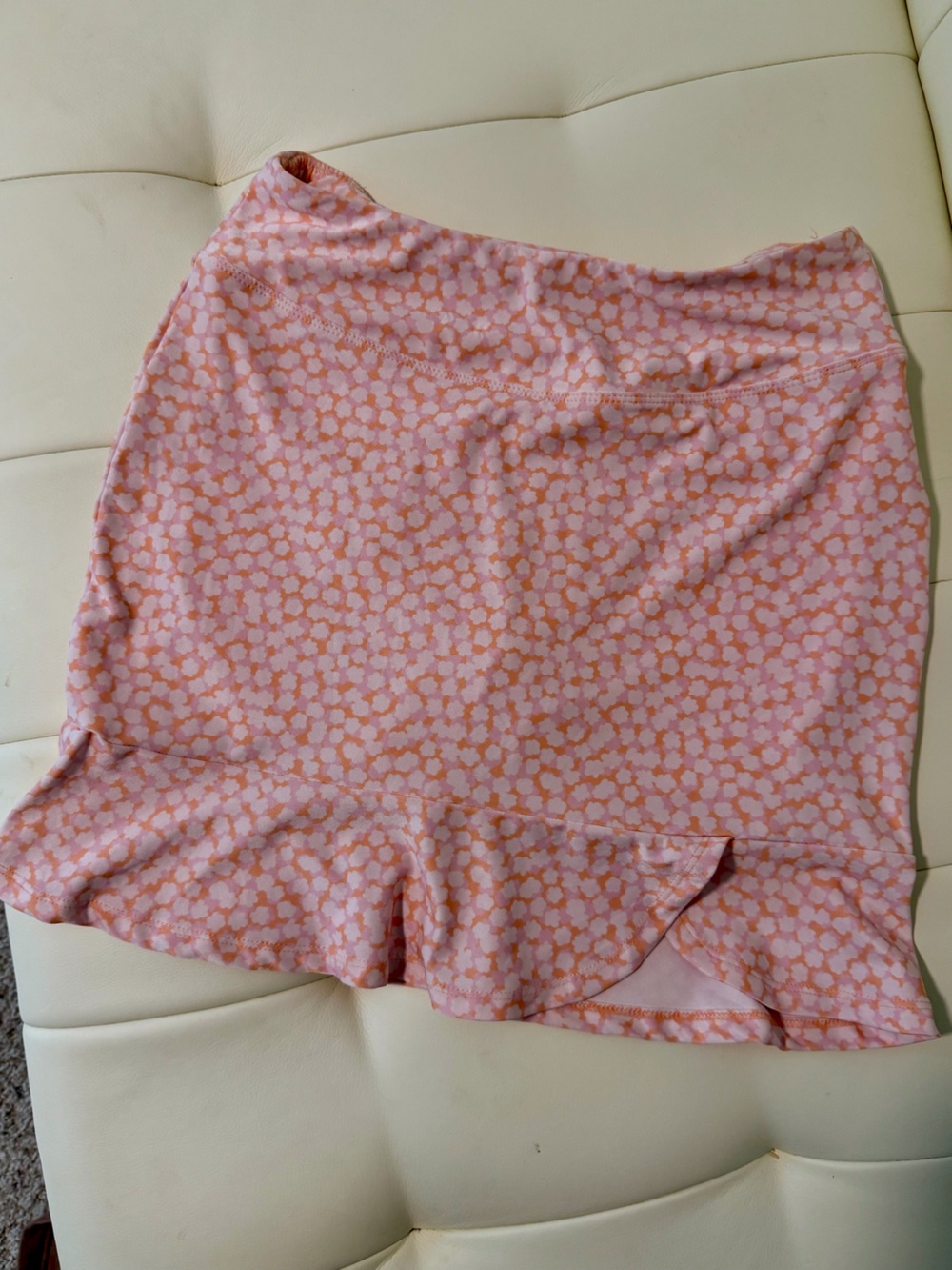 Pink Floral Ruffle Hem Mini Skirt